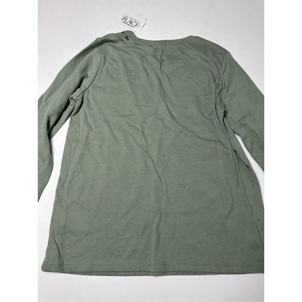 NWT The Children’s Place Girls Queen Mom Graphic Tee Green Glitter Sz M(7-8)